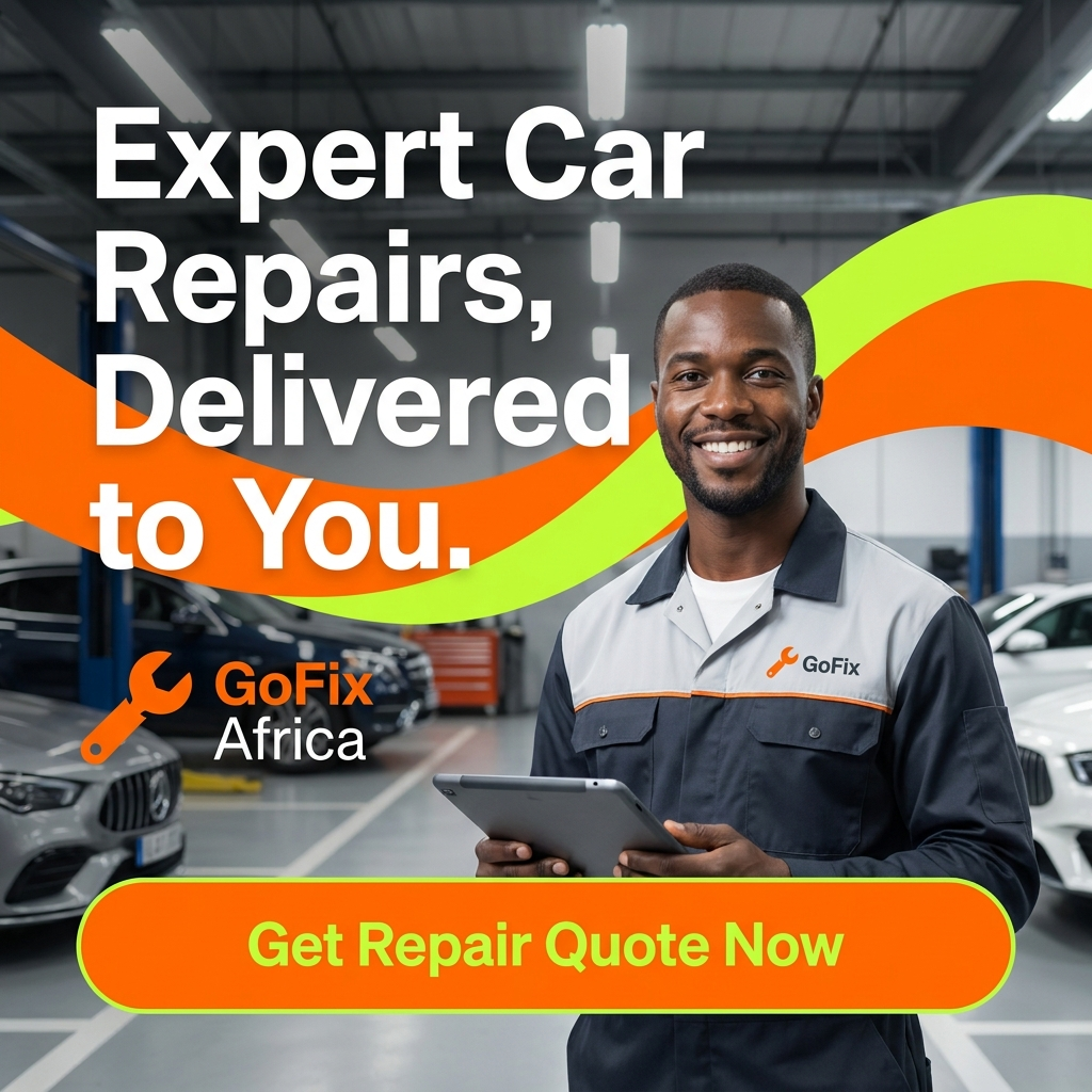 GoFix Africa mechanic holding tablet in professional workshop